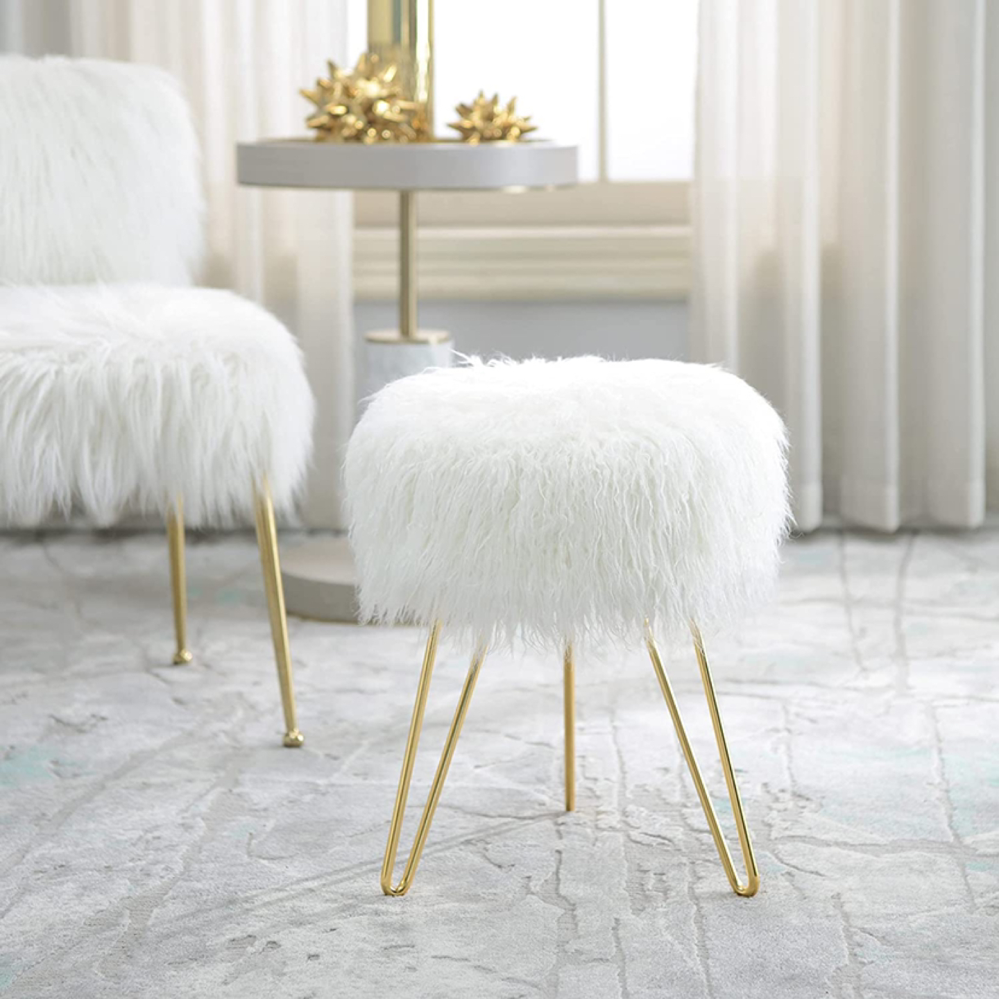 Faux Fur Vanity Stool - photo 2