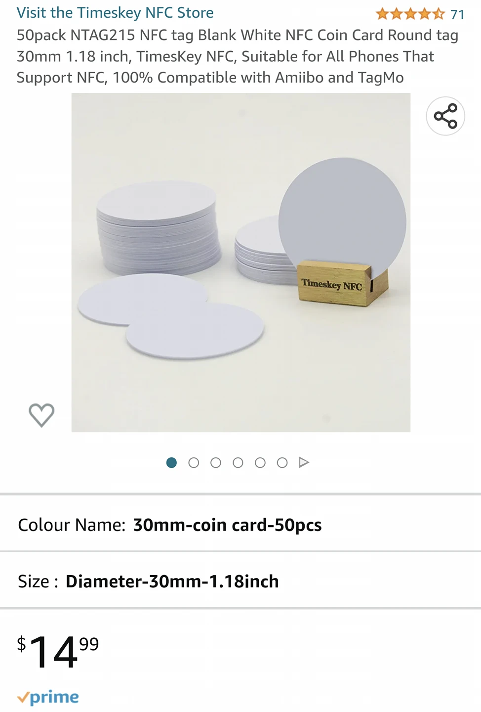 NFC NTAG215 Tags (for amiibo spoofing) (50 count) image indicator(2)