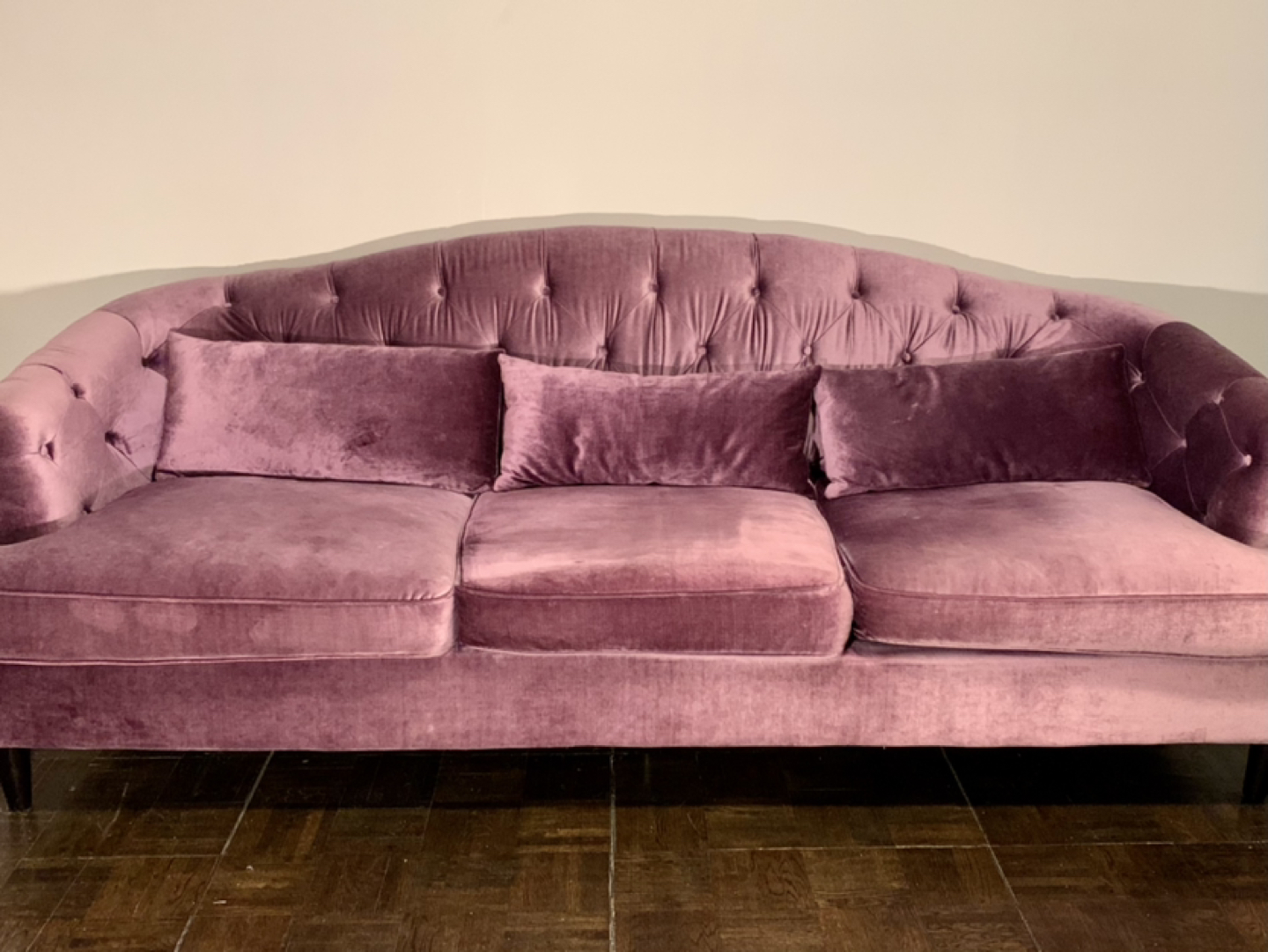 Purple Velvet Tufted Sofa