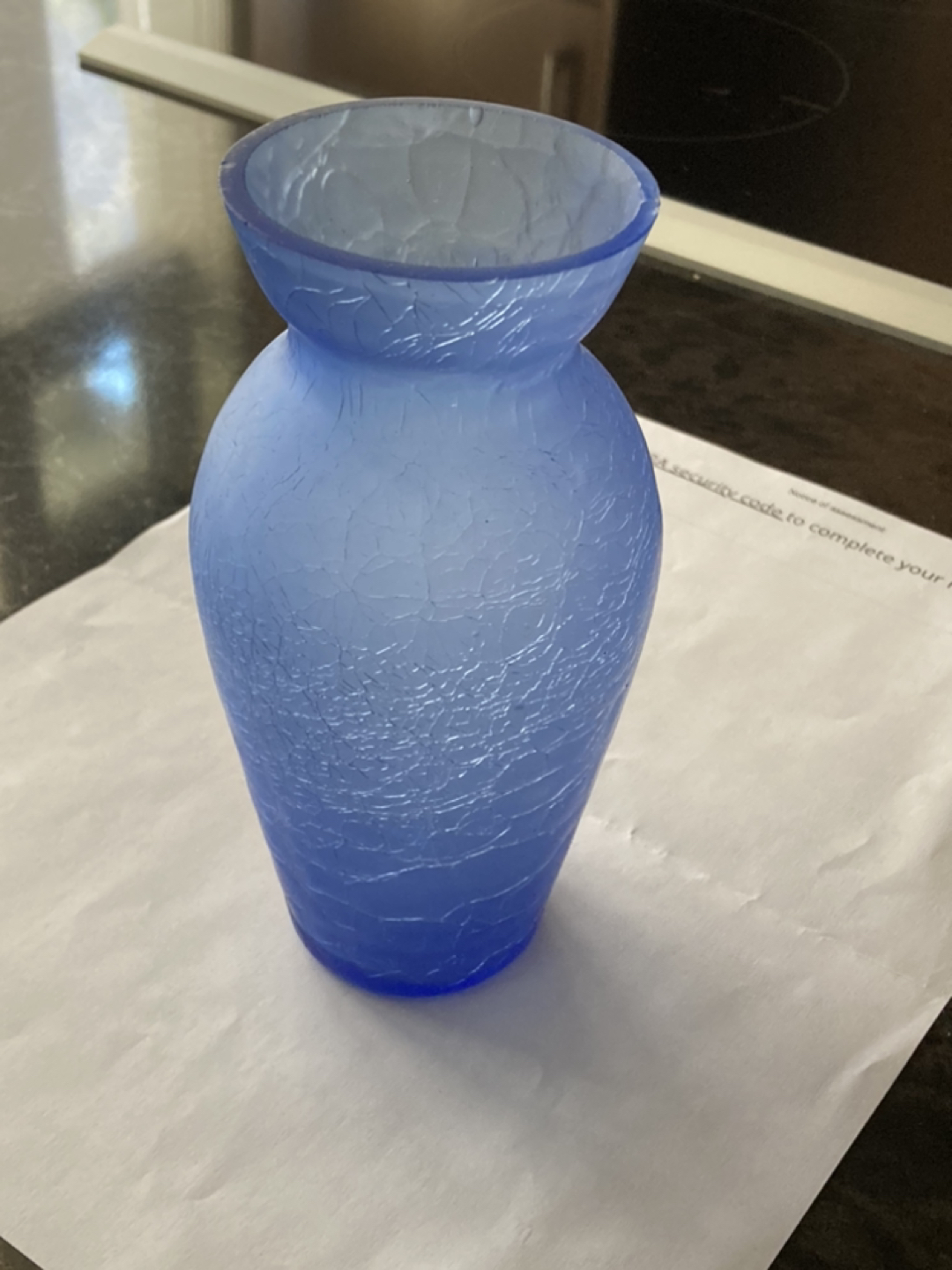 Small vase in blue crackled glass thumbnail