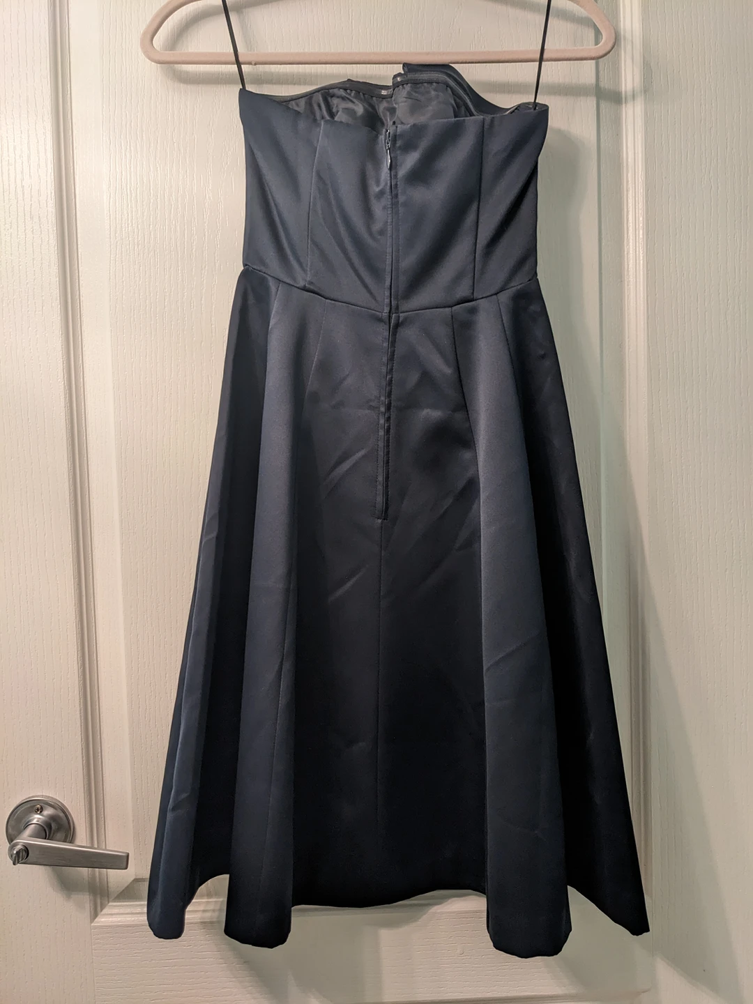 Navy Blue Satin Party Dress - photo 2