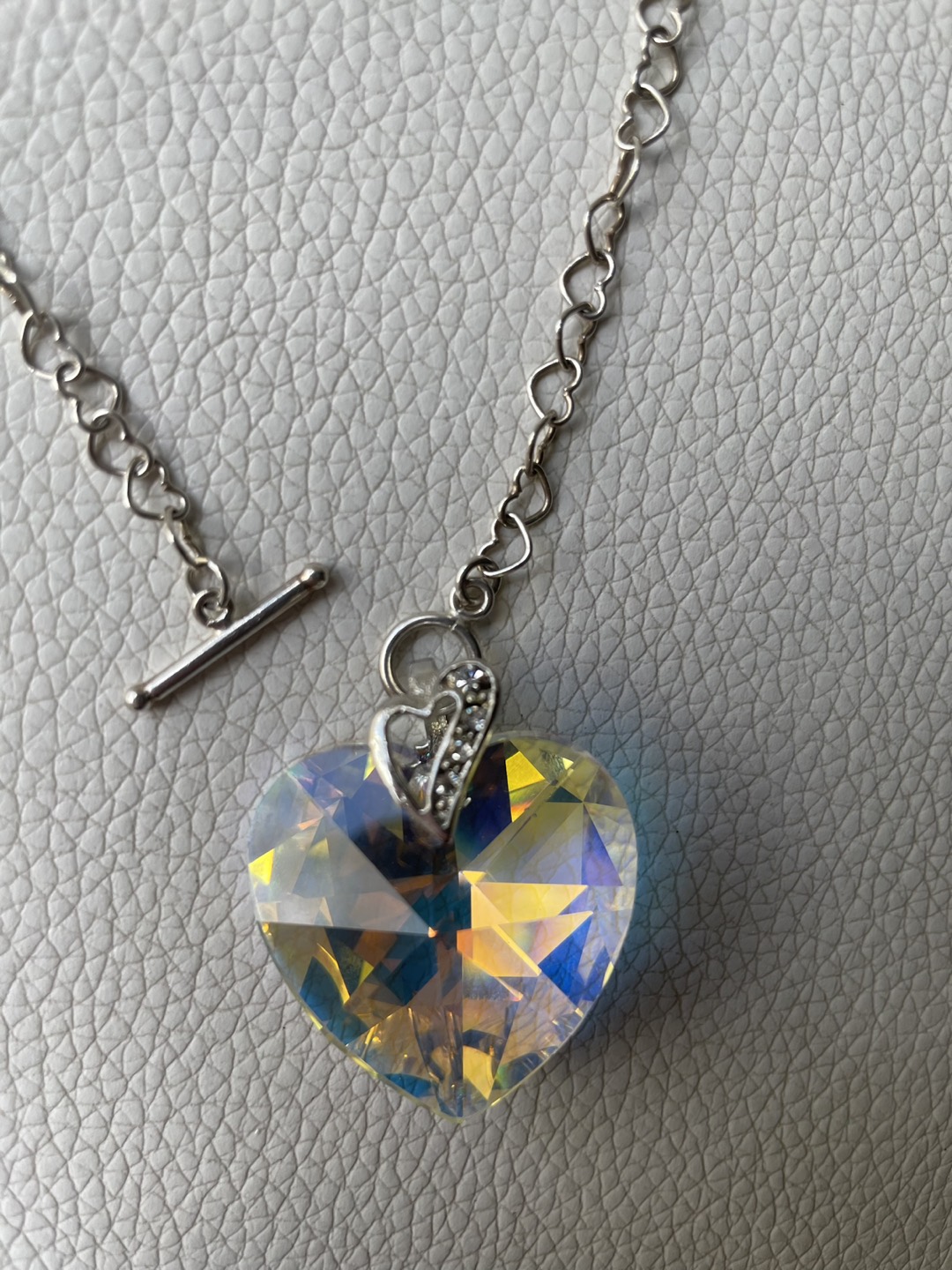 Swarovski Heart-shaped Crystal Toggle Sterling Silver Pendant - photo 3