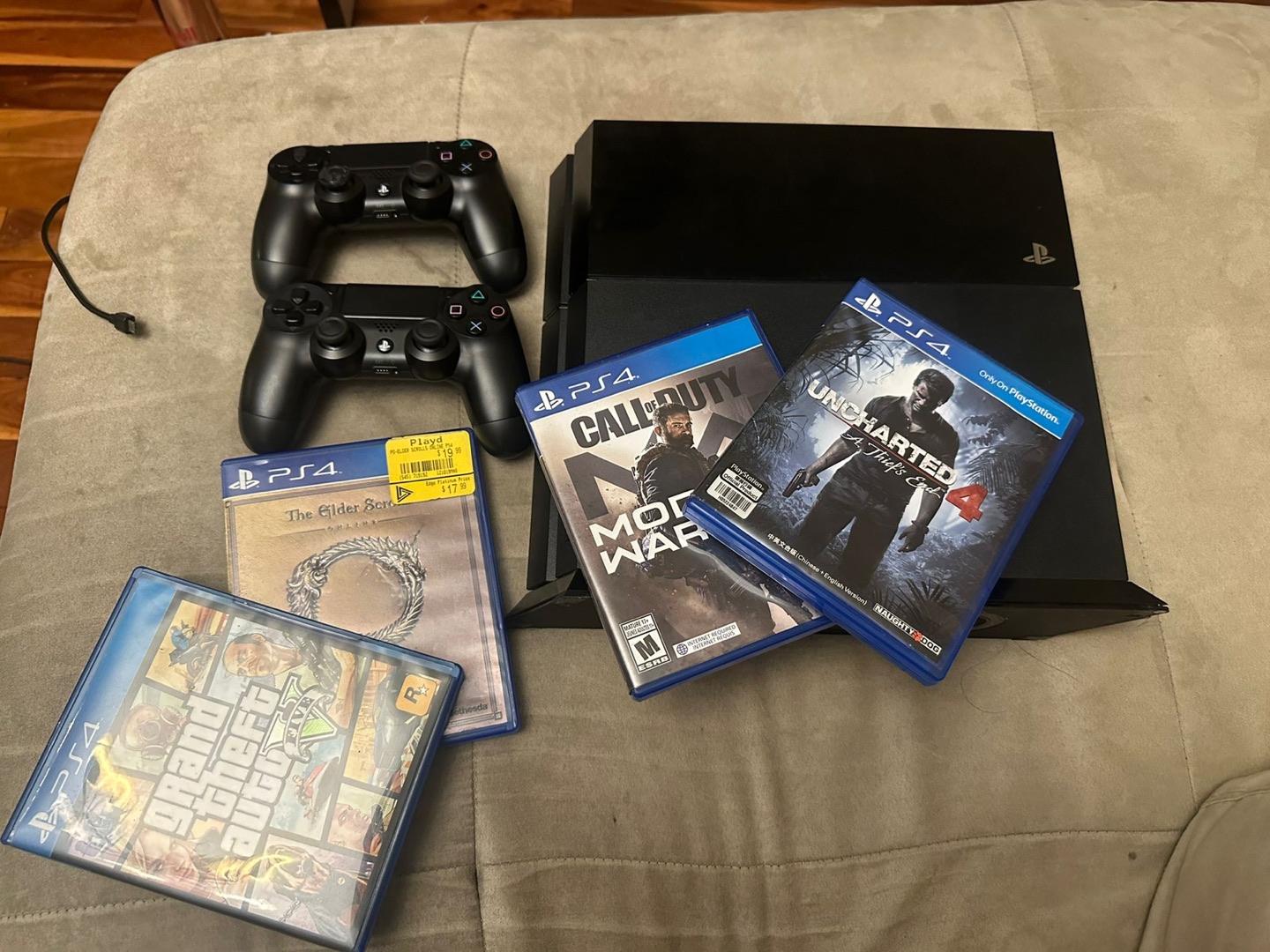 Play Station 4 with controller and games