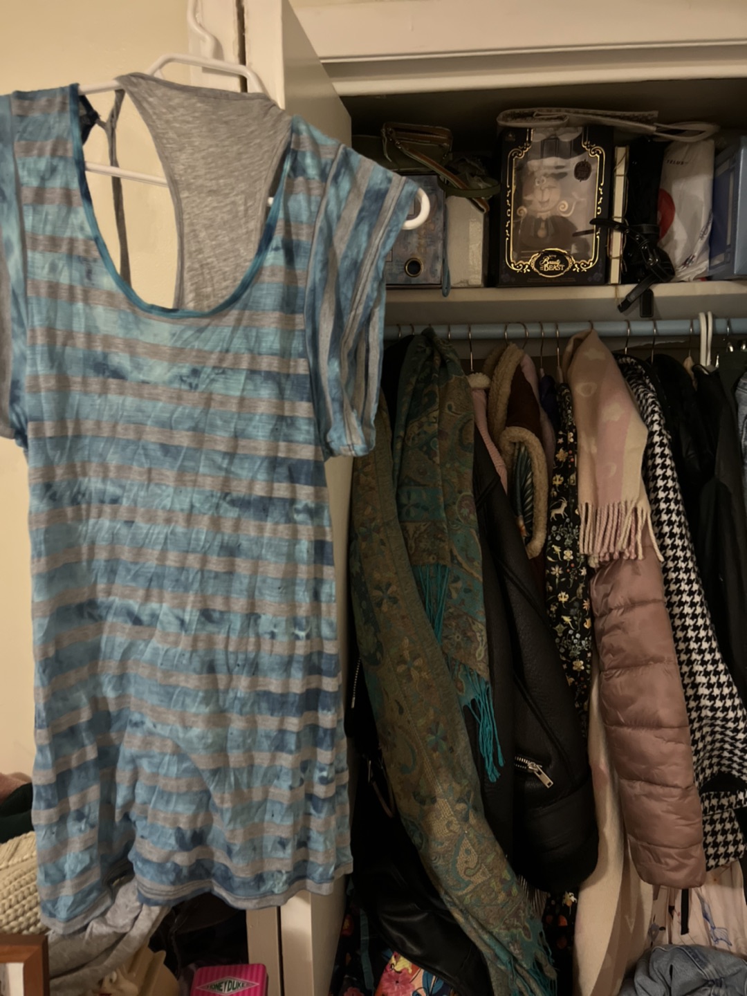 Tank dress from Bloomingdale’s, blue and grey thumbnail