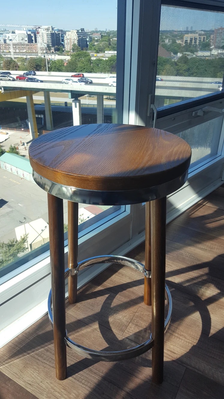 SALE 2 wooden bar stools with metal accents 25.5" - photo 2