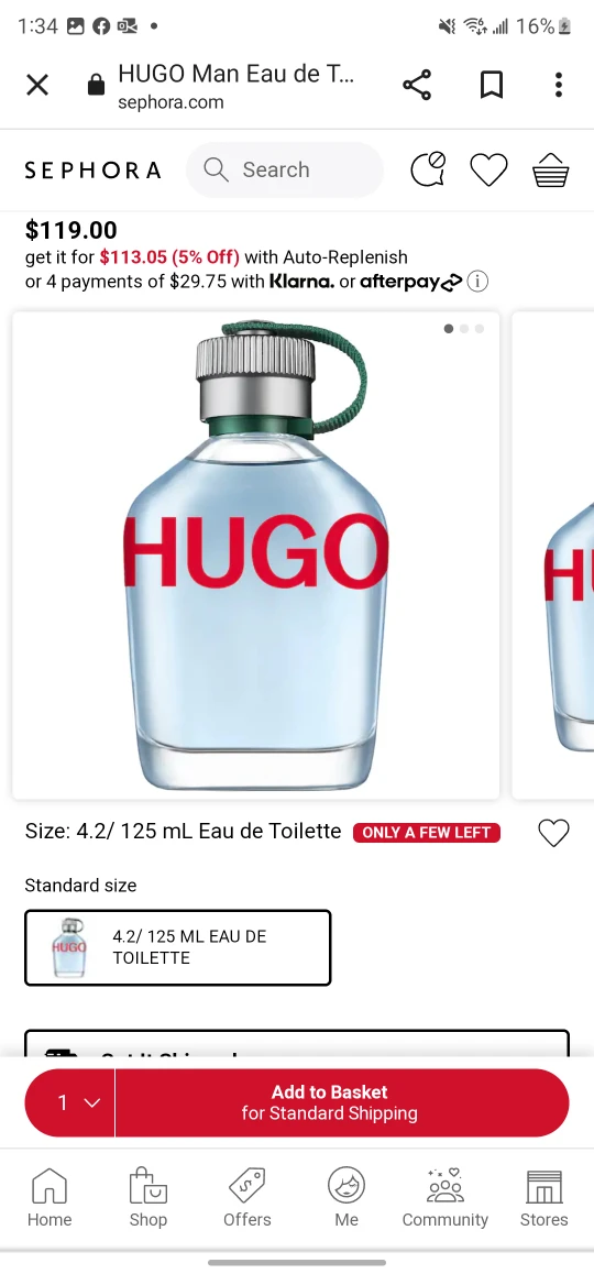 Hugo 125ml men's thumbnail