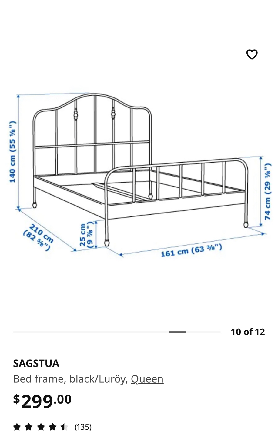 IKEA black metal bed with slats - photo 3
