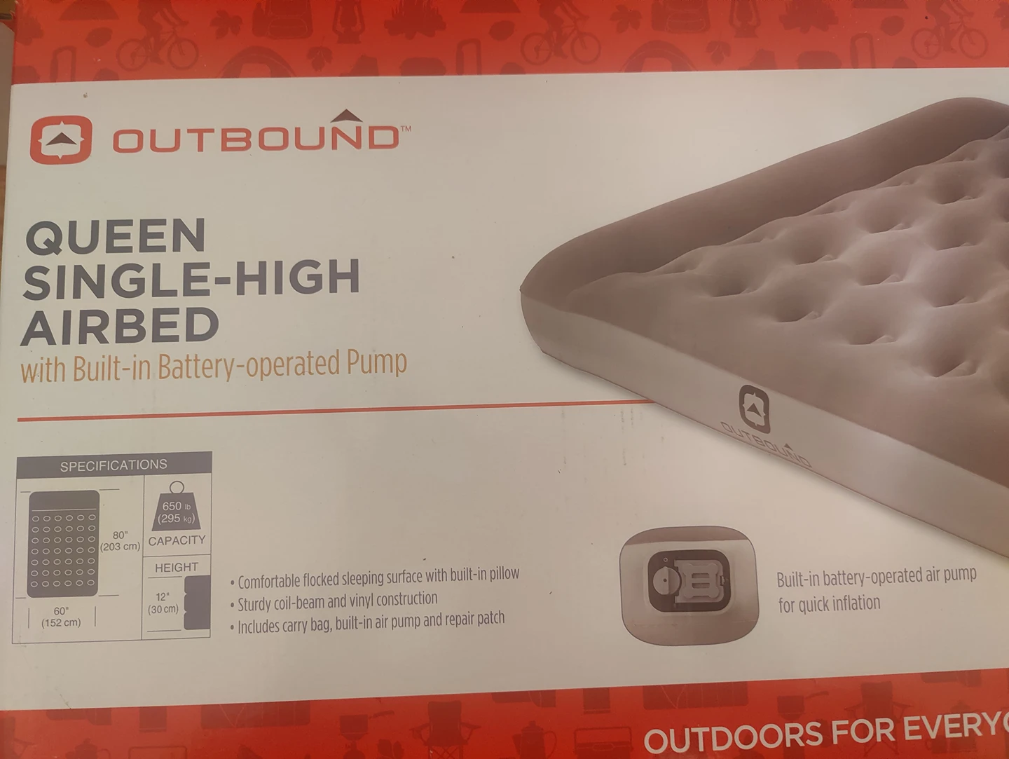 Queen airbed with built in pump thumbnail