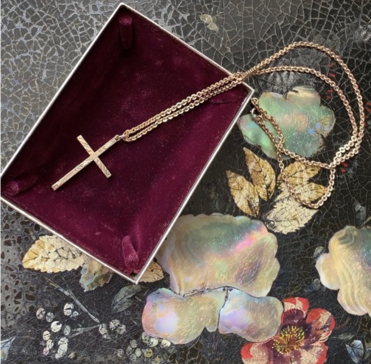 Estate 1950’s Etched Cross and Chunky Chain both GoldFill image indicator(5)