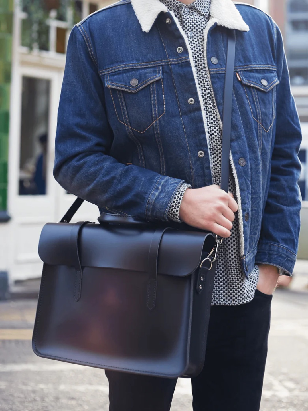 Black Leather Satchel Bag