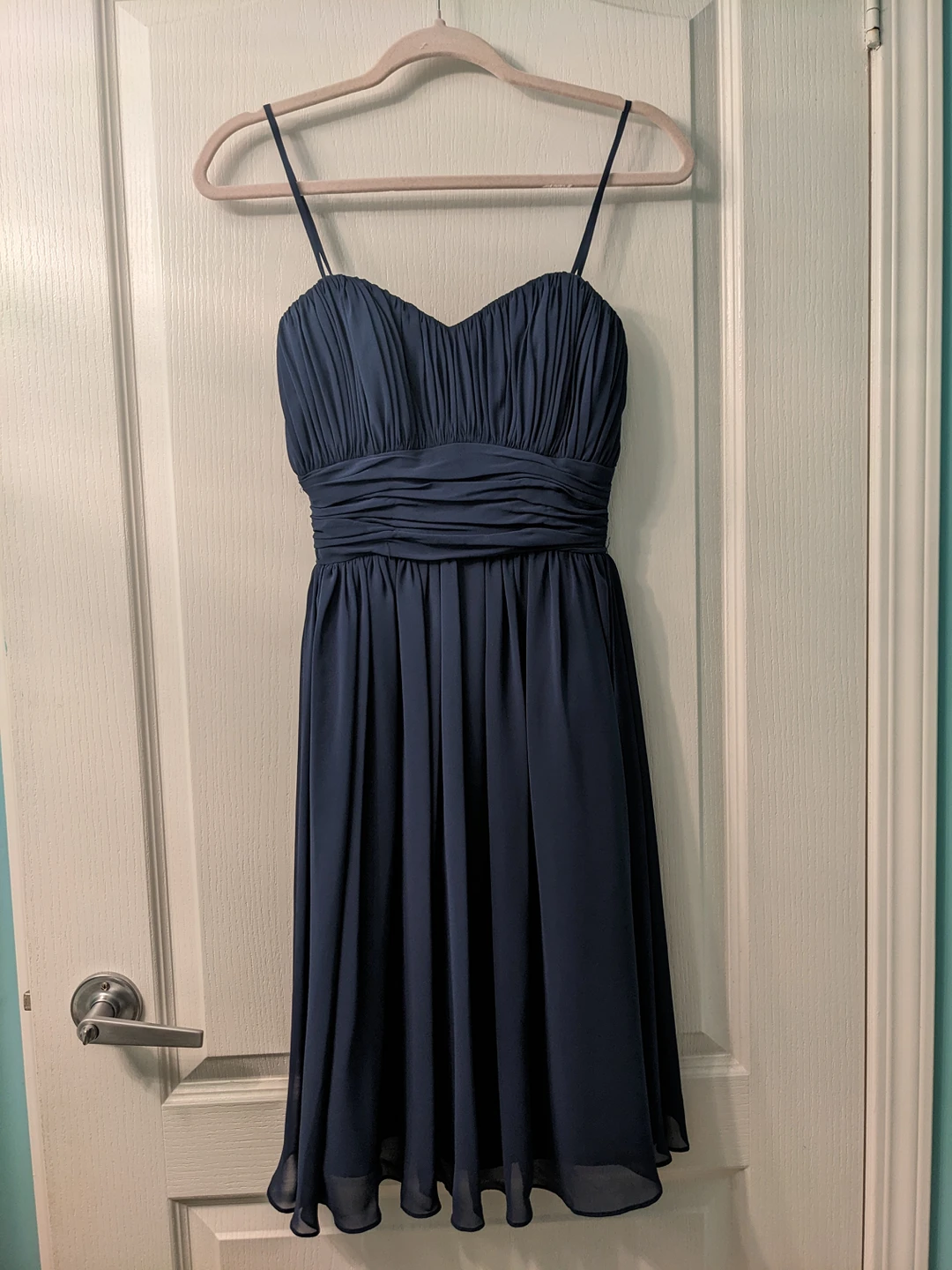 Navy Blue Chiffon Bridesmaid / Prom / Party Dress