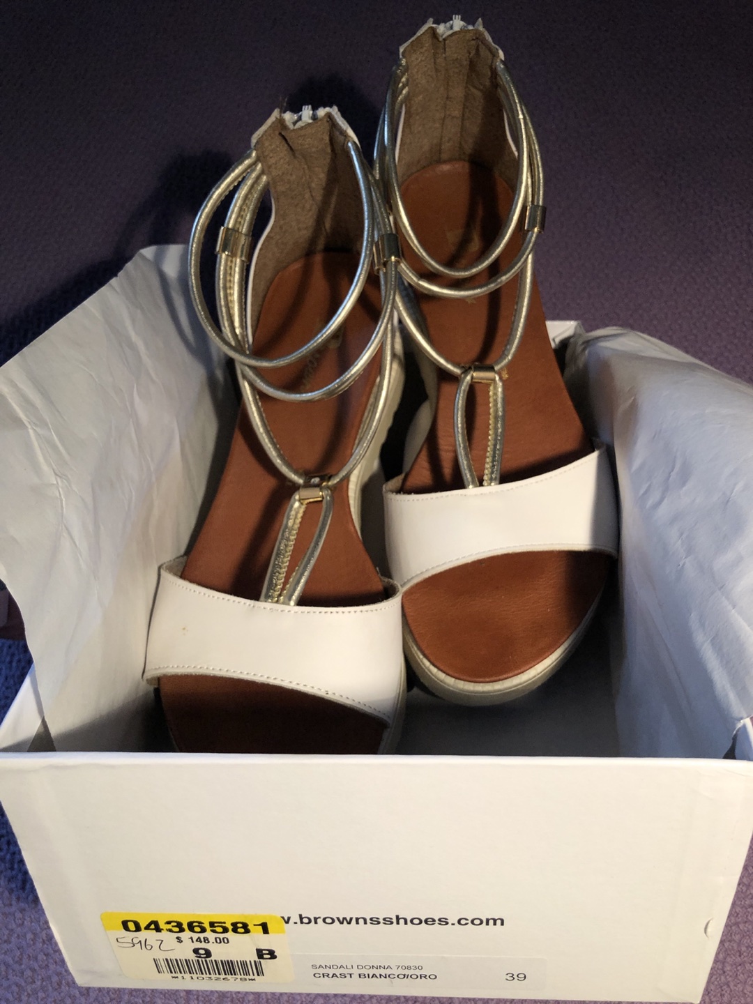 Browns Wedge Sandals White-Gold US8.5 image indicator(3)