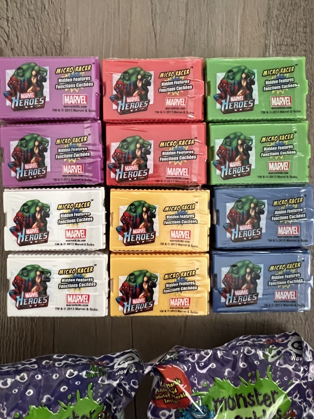 Marvel Heroes Micro racers collection of 12 & 2 monster marbles - photo 2