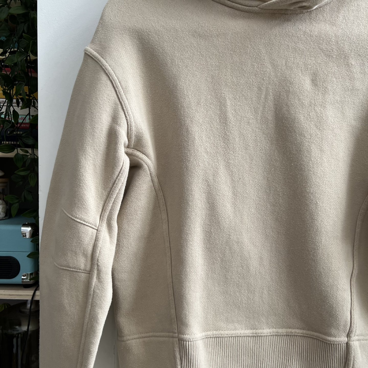 Beige dropped shoulder hoodie image indicator(6)