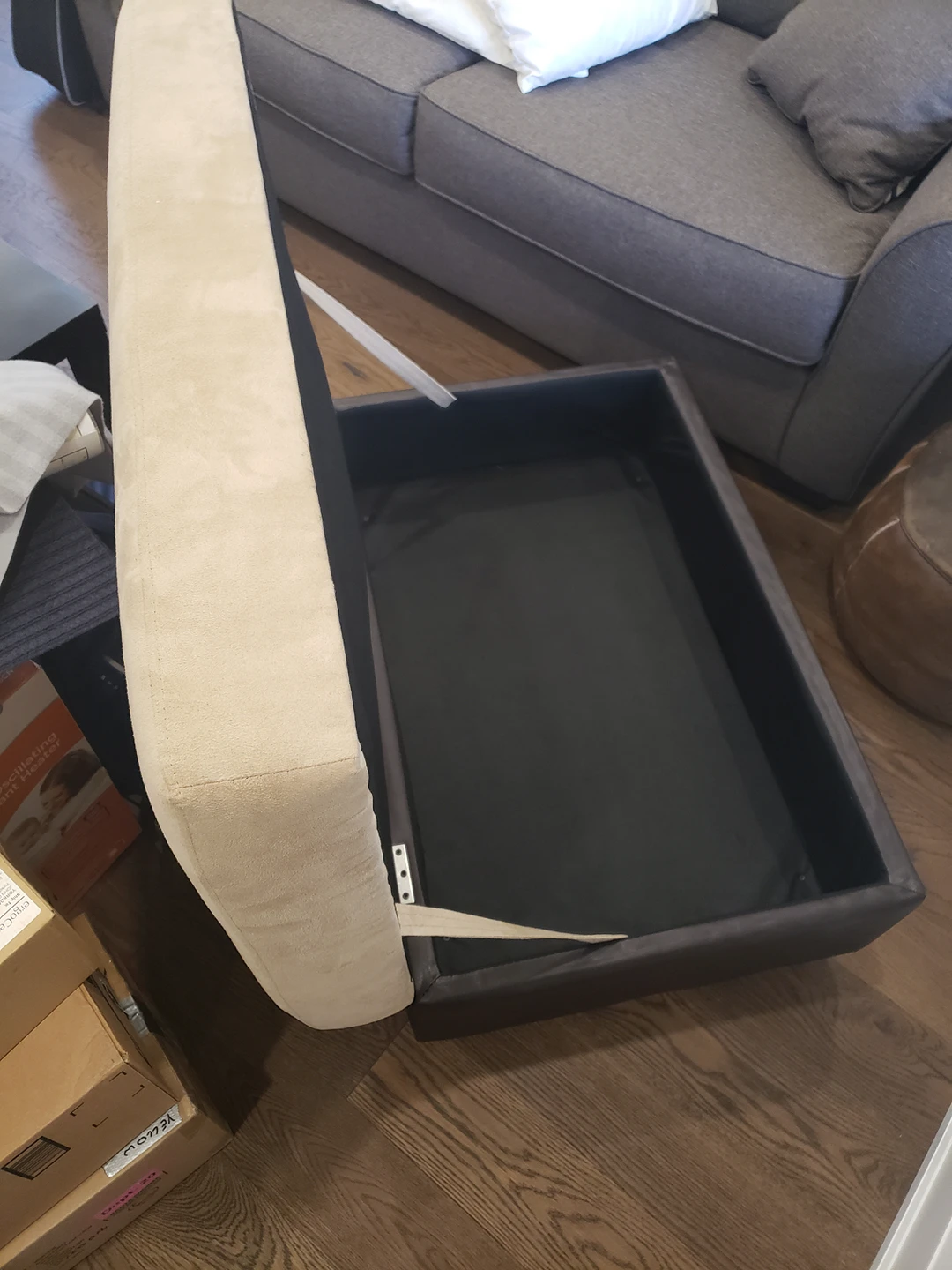 Beige/dark brown ottoman - photo 2