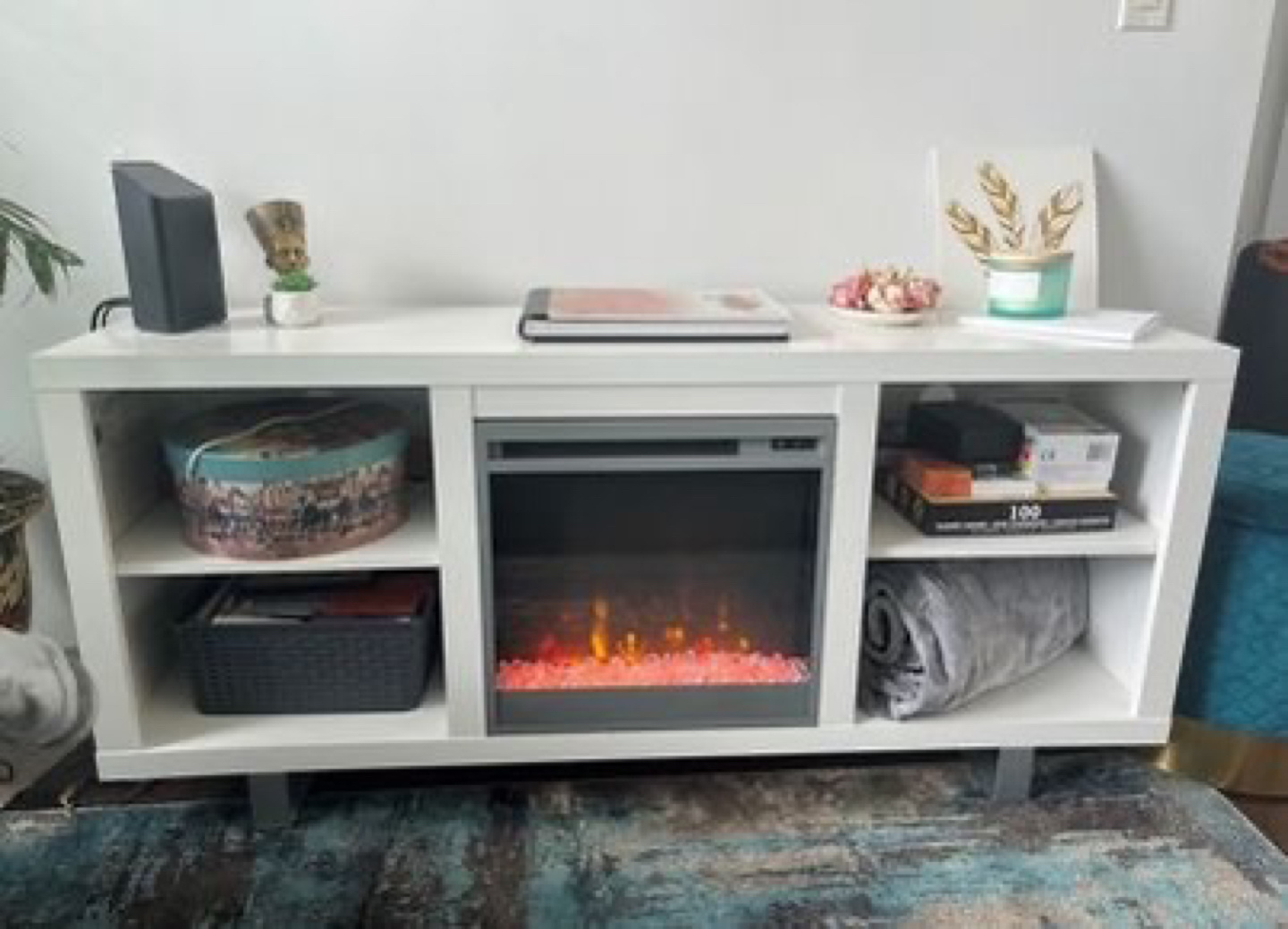 TV Stand with electric faux fireplace thumbnail