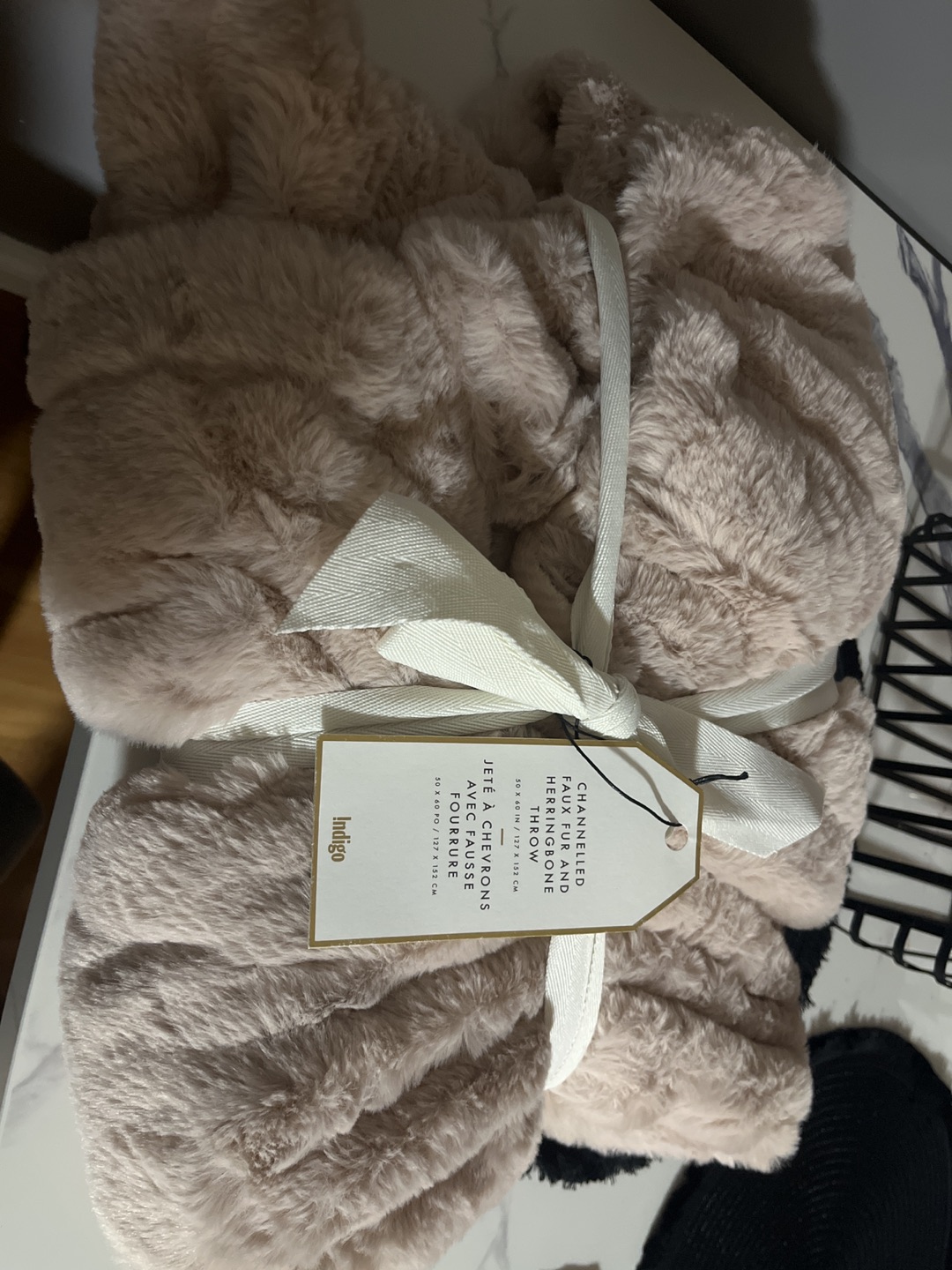 New Indigo Faux fur Throw Blanket