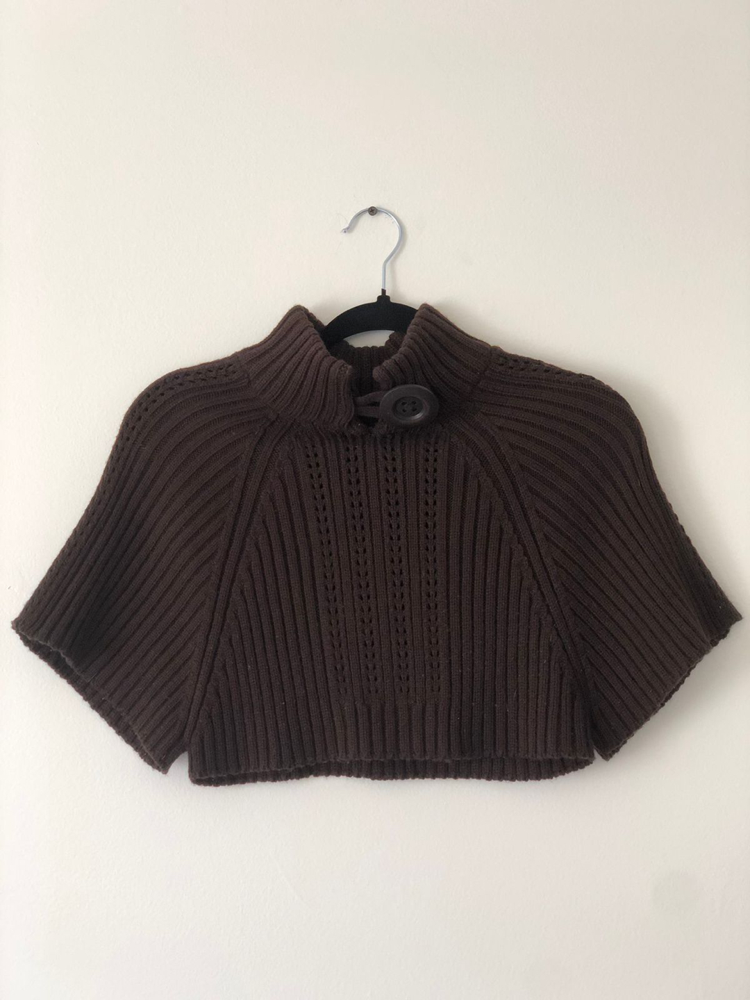 Dark Brown Poncho, one size, outlander style, crochet, vintage. - photo 5