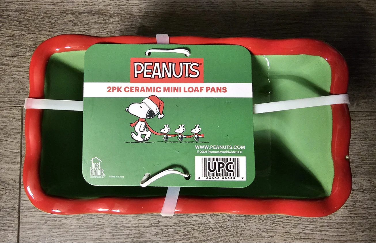 (Set of 2pcs) Peanuts Snoopy Ceramic Mini Loaf Pan