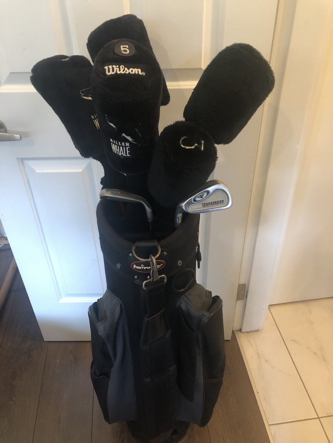 Golf clubs, covers and bag - left handed