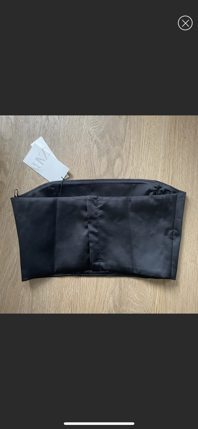 Black satin effect ZARA crop top - photo 3