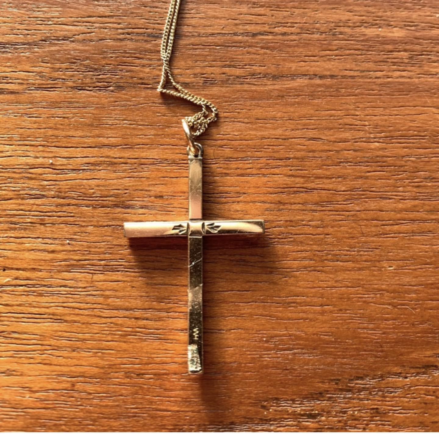 Estate 1950’s Etched Cross and Chunky Chain both GoldFill image indicator(4)