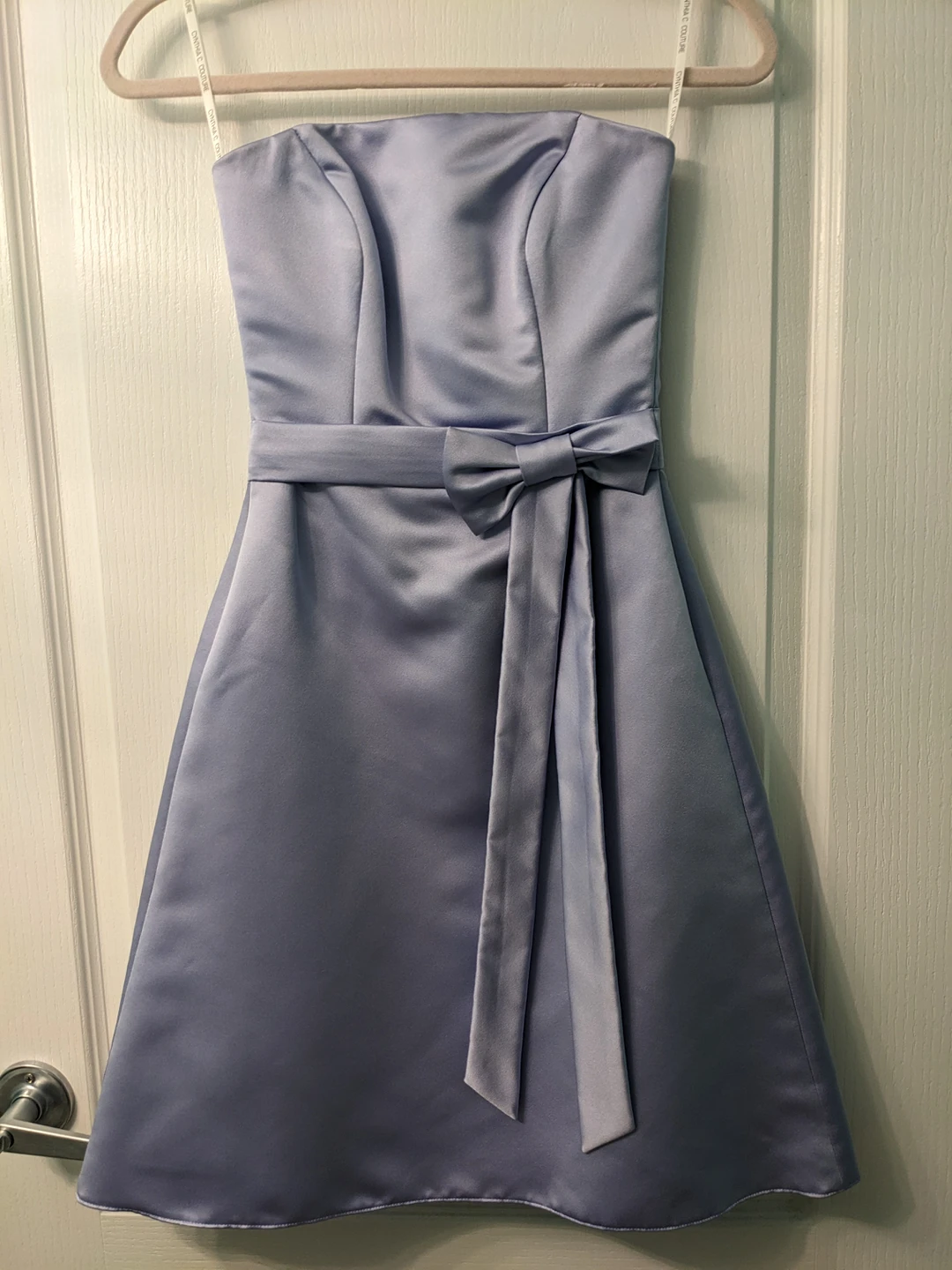 Lavender Satin Strapless Bridesmaid / Prom / Party Dress