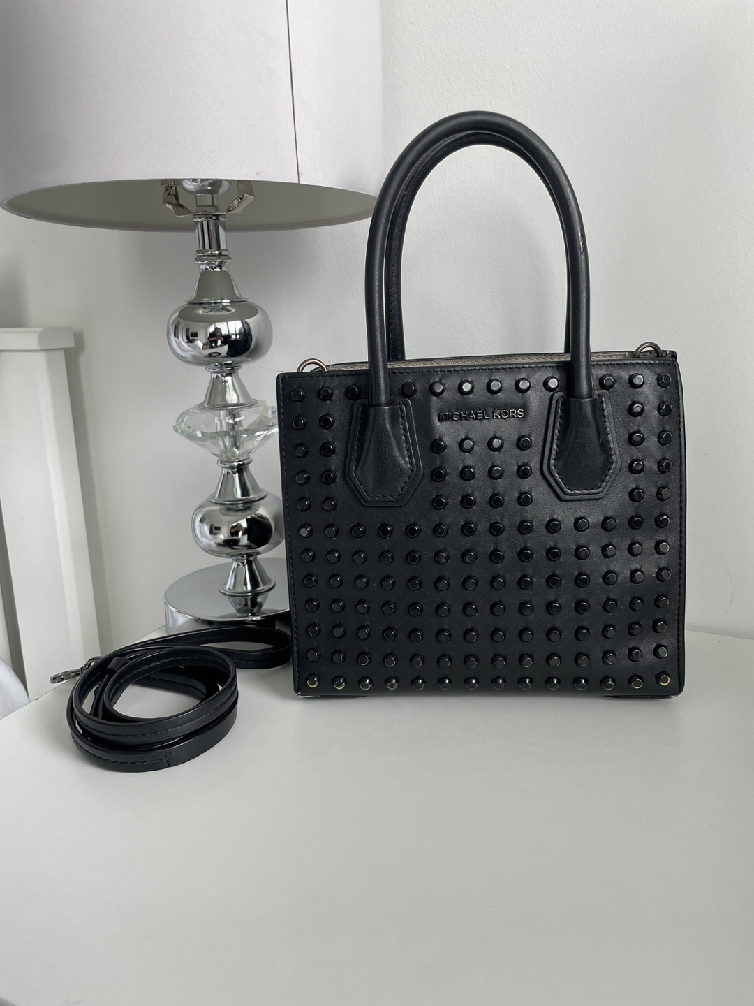 Authentic Black Studded Michael Kors Purse