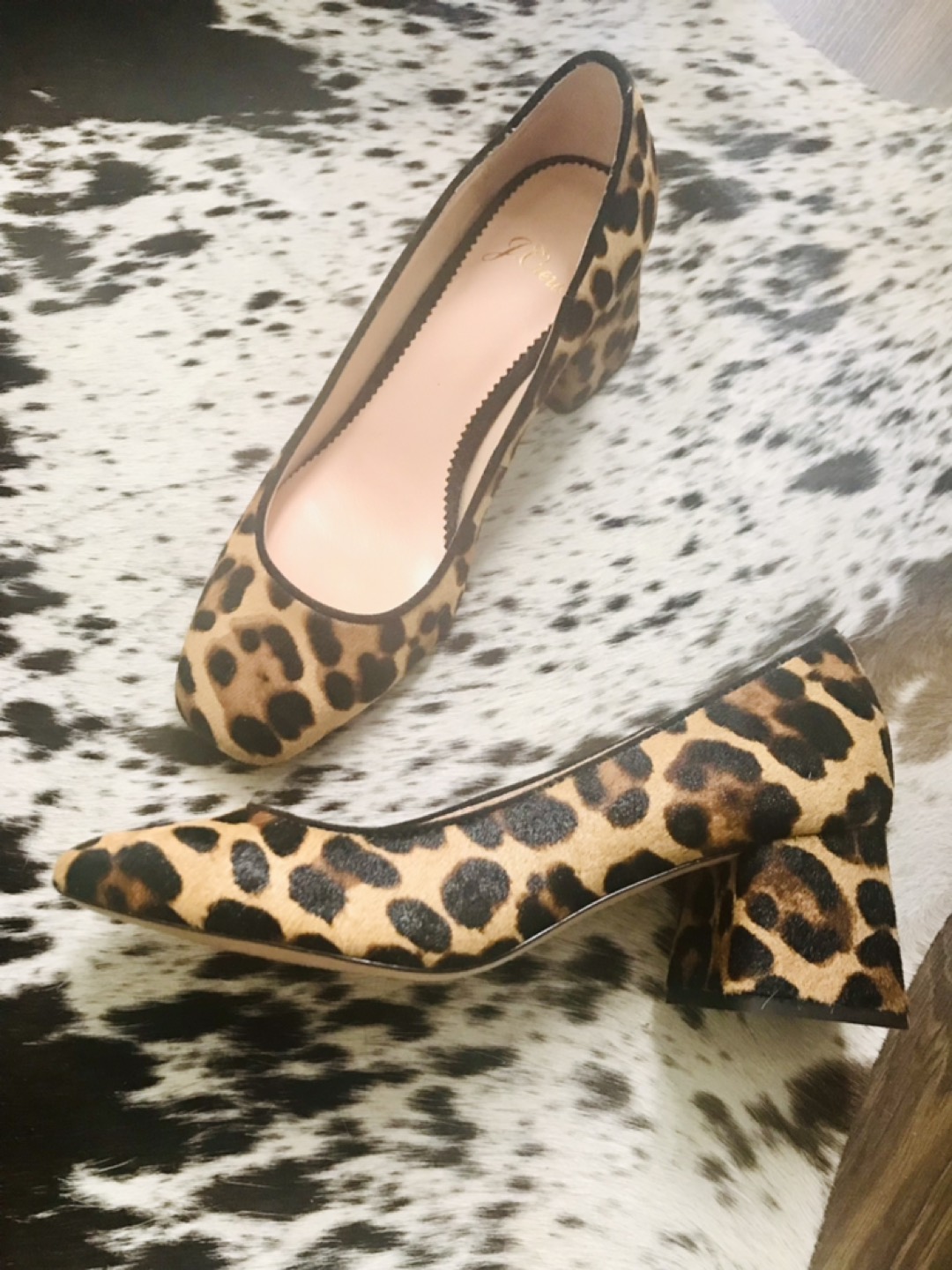 J Crew calf-hair leopard print mid-heel ballet pumps 5.5 image indicator(2)