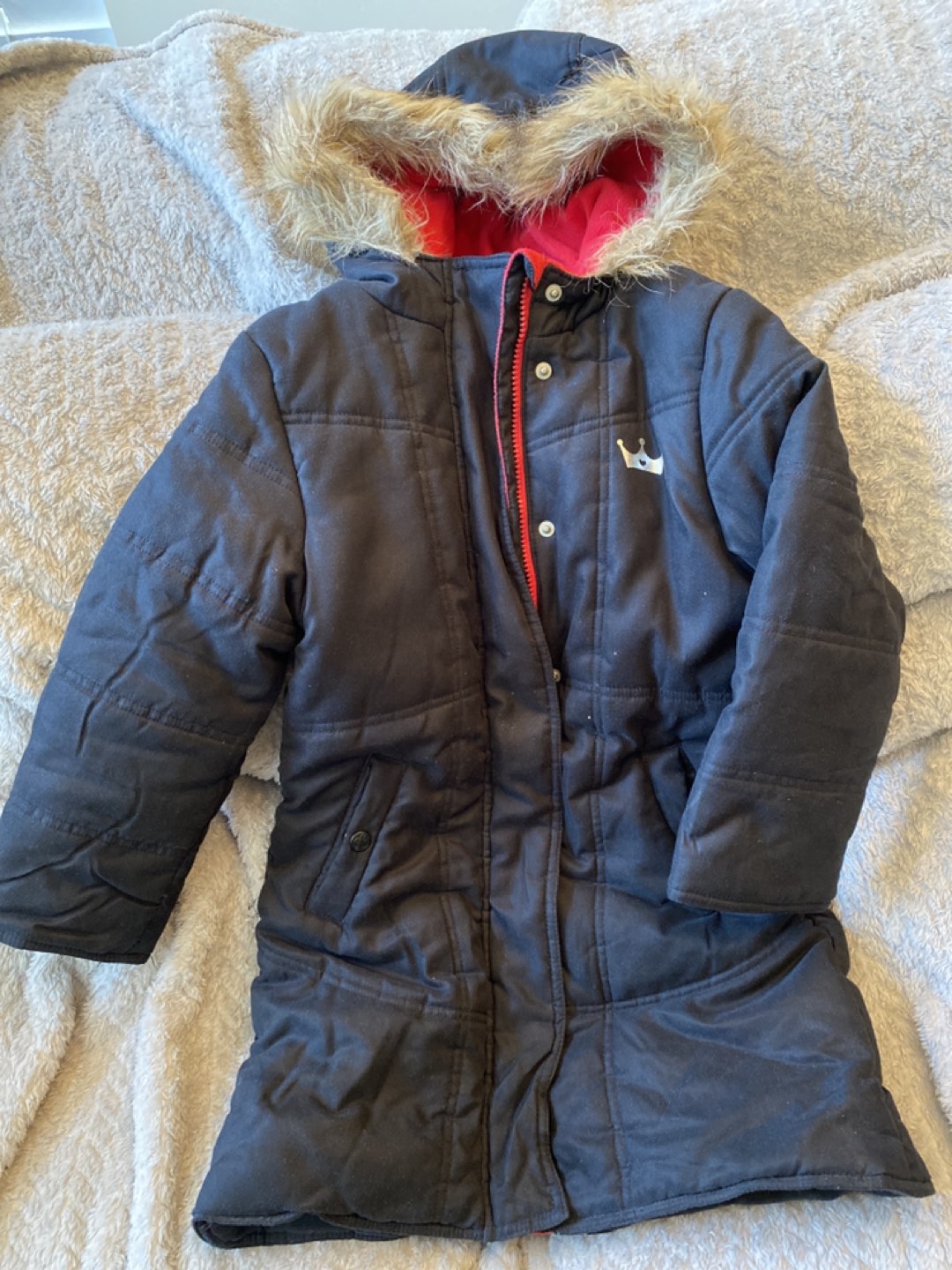 Amazing long black girls winter coat - size 6/7