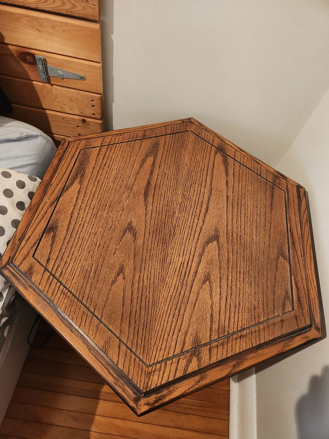 Hexagonal side table with huge storage