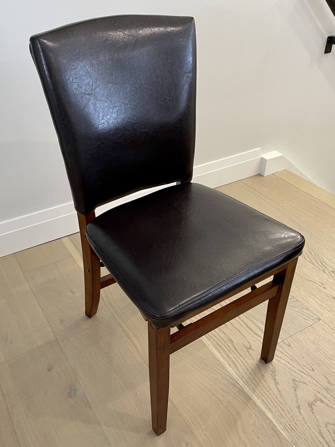 Wood/faux leather folding dining chairs thumbnail