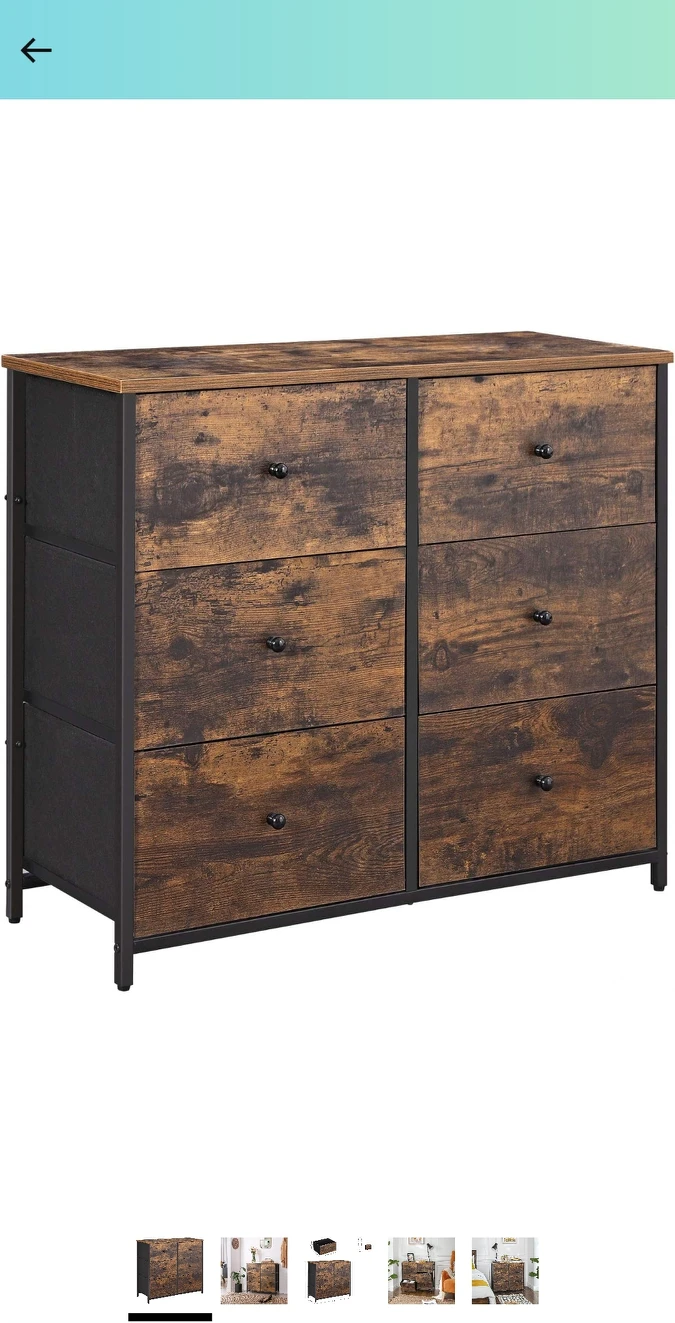 SONGMICS Dresser for Bedroom, Chest of Drawers, 6 Drawer Dresser