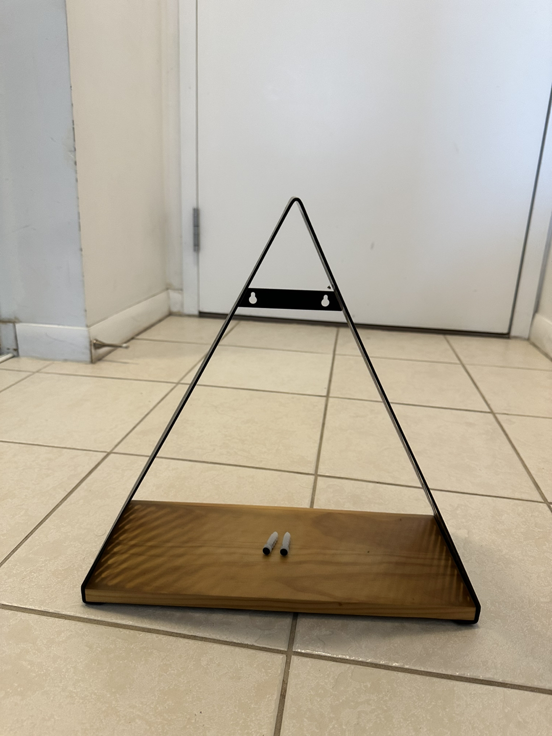 Metallic and Wooden Triangular Shelf - photo 5