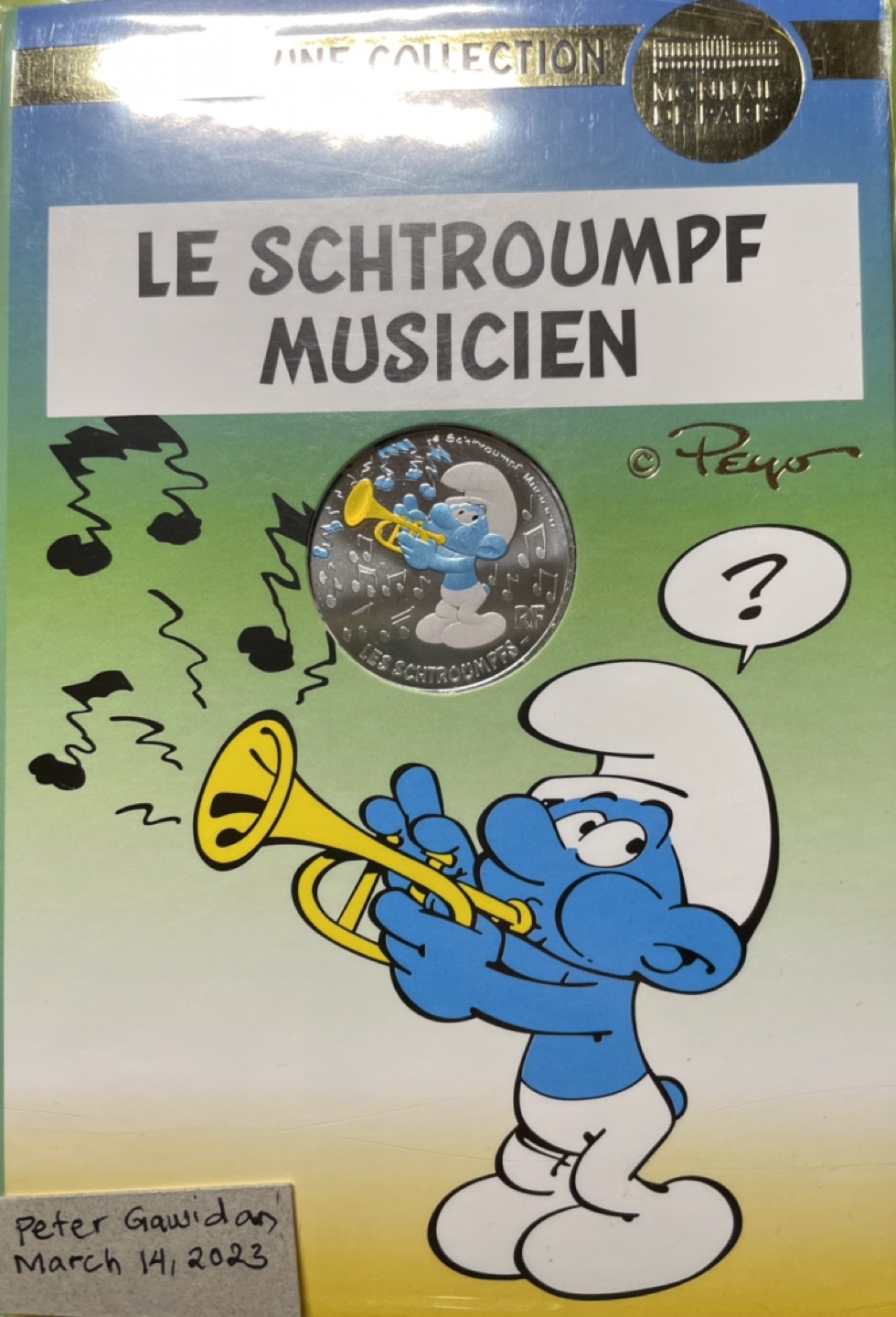 Smurf 10 euro Musician Silver Colored Coin image indicator(2)