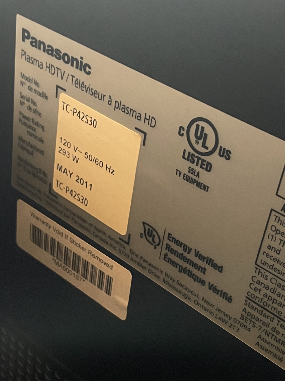 Broken 42” plasma tv #freecycle thumbnail