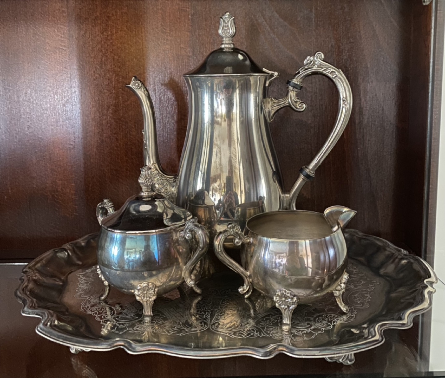 Silver plated tea set thumbnail