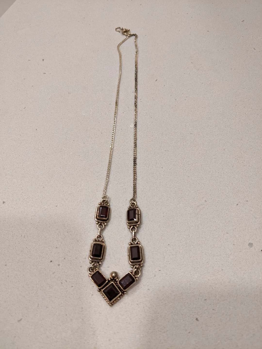 vintage silver and garnet necklace thumbnail