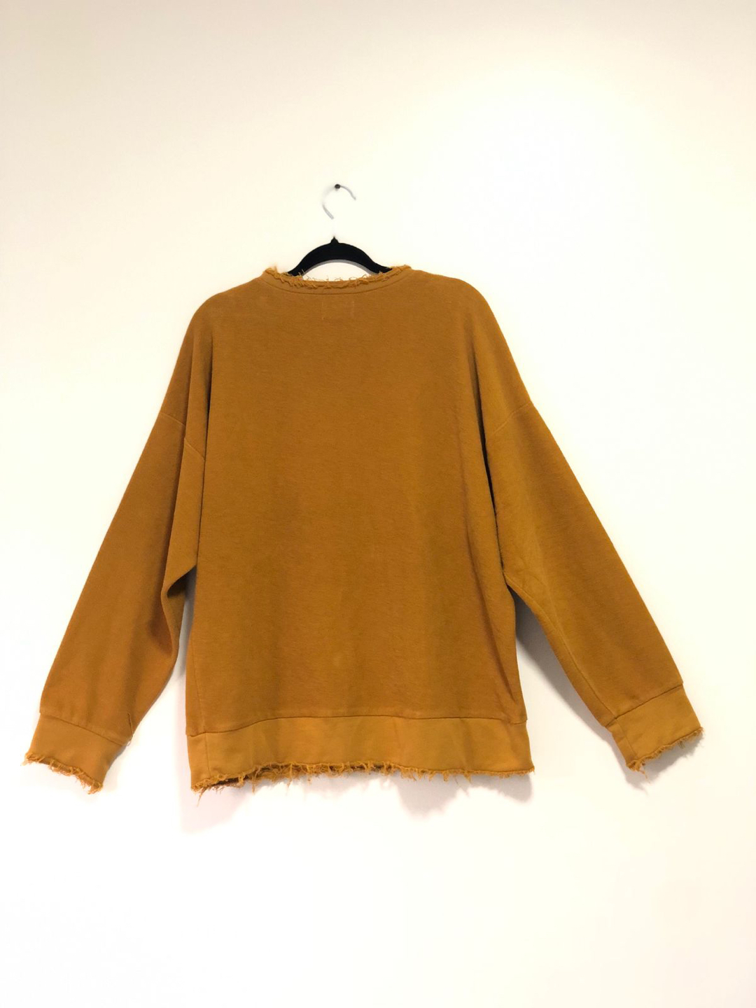 Oversized mustard sweater, distressed style, XL, quality fabric - photo 2