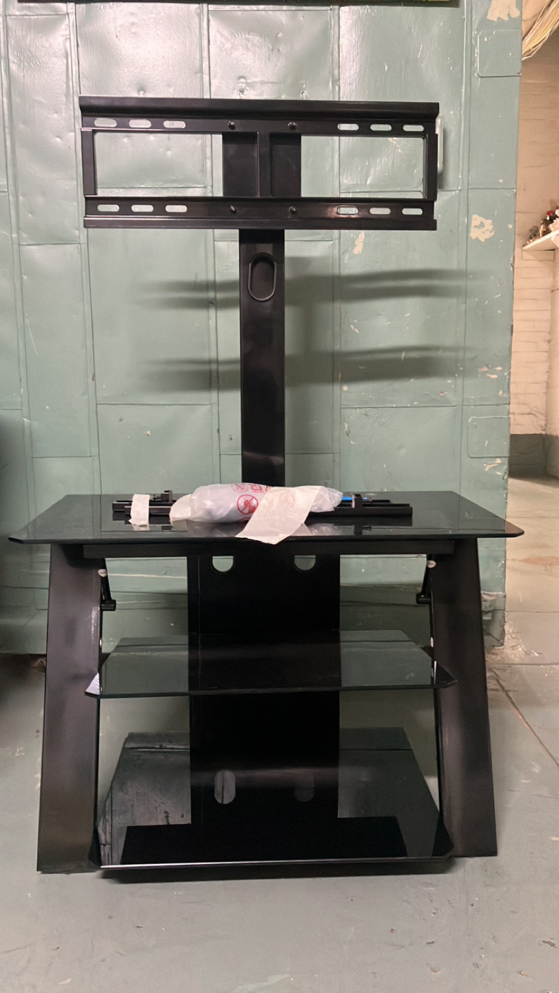 Glass TV stand with mount
