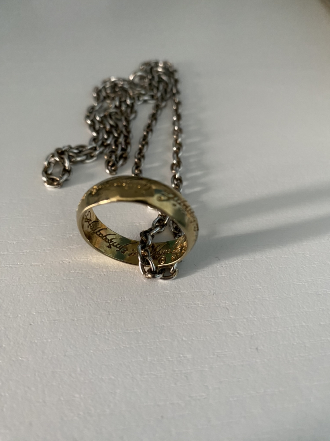 Lord of The Rings Replica Ring Necklace - Elvish Engraved Ring thumbnail
