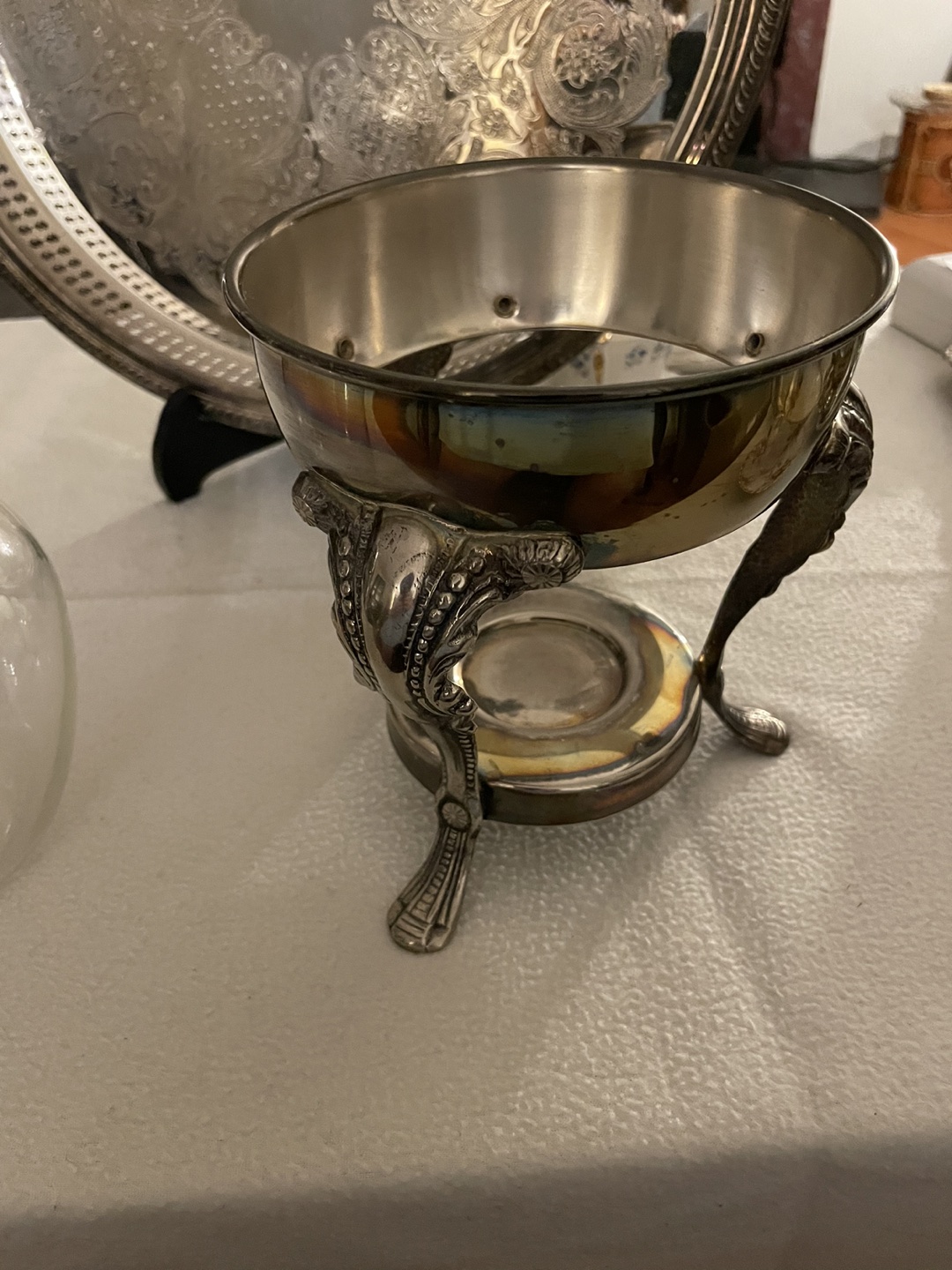 Vintage silver plated and glass Coffee/tea Warmer - photo 5