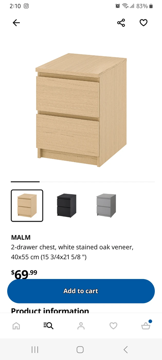 ikea Malm sidetable - photo 4