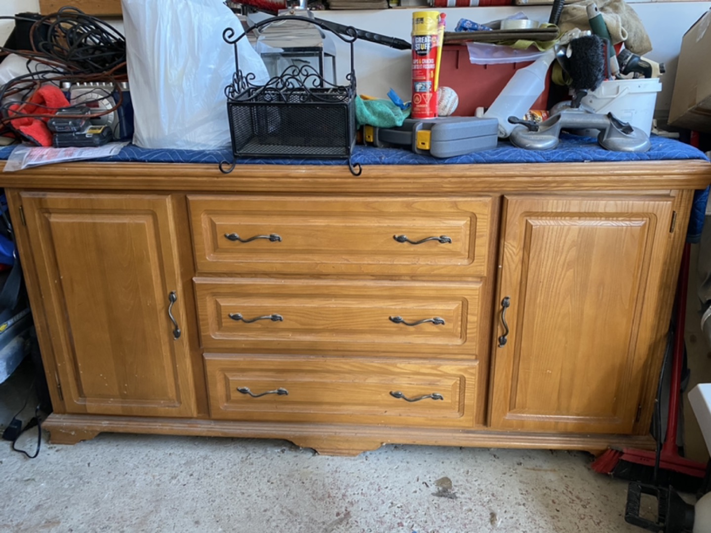 Oak wood Queen size sled bedroom set image indicator(4)