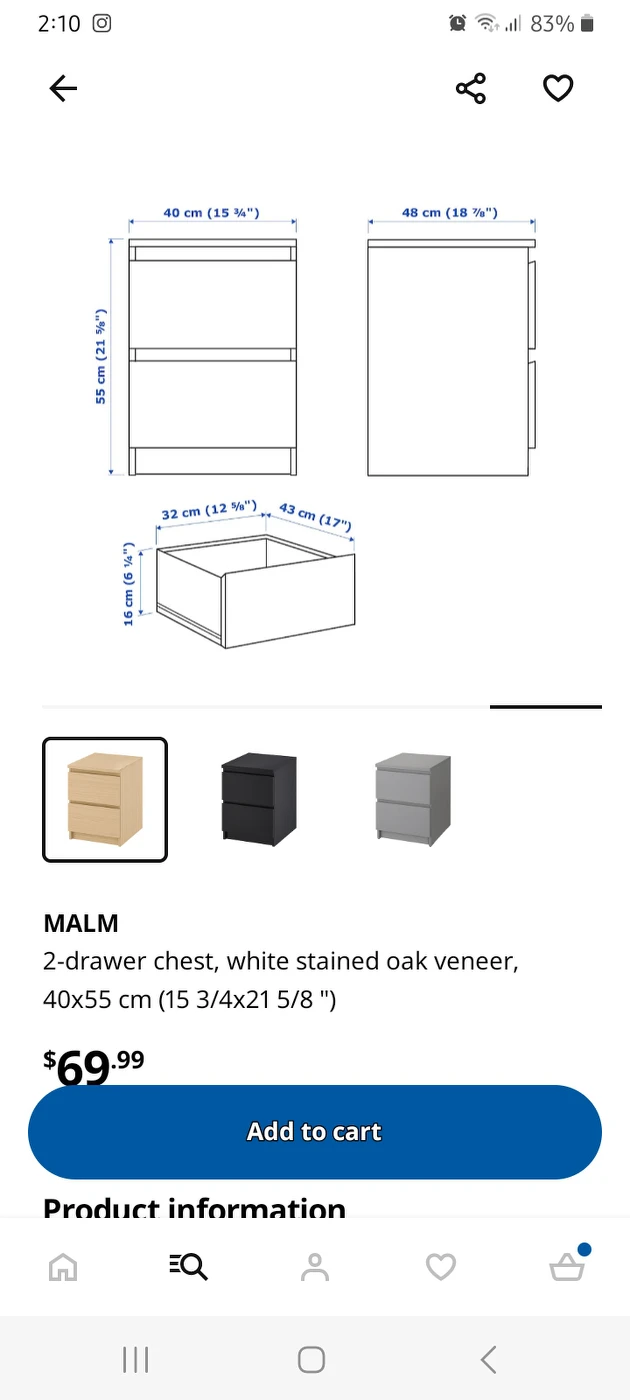 ikea Malm sidetable - photo 3