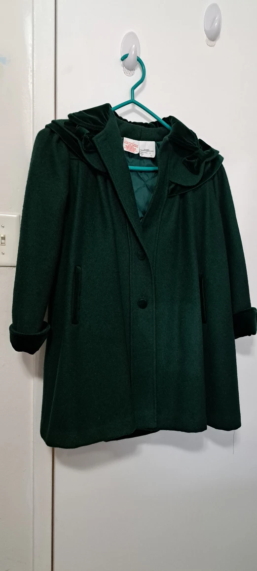 Beautiful Emerald  green, velvet on collar and cuffs. thumbnail