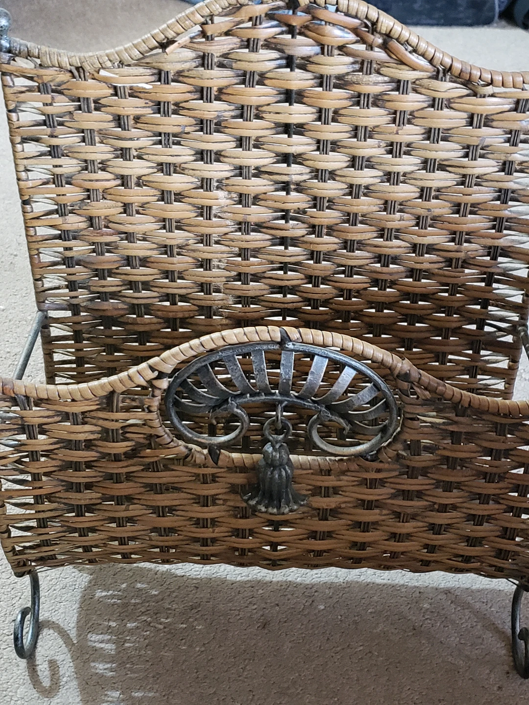 Magazine Rack - Wicker and Metal