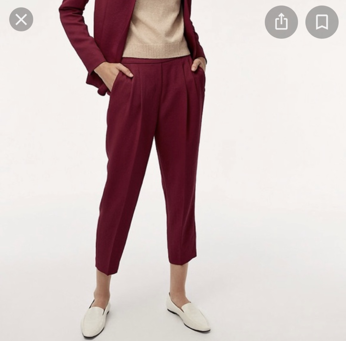 Aritzia conan pant terado in barolo (burgundy) Size 00 - photo 2