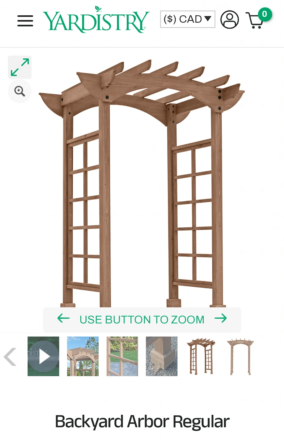 Yardristry Wood backyard Arbor regular