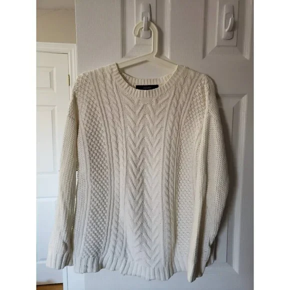 White cream cable knit sweater